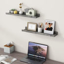 24 Inches Floating Shelves for Wall, Solid Pine Wood Picture Ledge Shelves, Wall Shelves with Lips, Nursery Book Shelves for Toys Storage Living Room Bedroom Photo Frames (2 Pcs, Grey) by TinyTreasures Baby Boutique