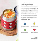 LunchBots Thermal 8 oz Triple Insulated Thermos - Hot 6 Hours or Cold 12 Hours - Leak Proof Thermos Soup Jar - All Stainless Interior - Navy Lid - Red Dots by TinyTreasures Baby Boutique