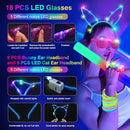 282 PCS Glow in the Dark Party Supplies, 18 Foam Sticks, 18 LED Glasses, 200 Glow Sticks, 30 Finger Lights, 8 Bunny Ear Headband and 8 LED Cat Ear Headband for Wedding,Birthday,Concert,New Year by TinyTreasures Baby Boutique