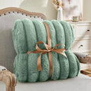 BEDELITE Faux Rabbit Fur Blanket, Luxurious 3D Striped Spring Blanket for Decor & Gift, Soft and Warm Plush Fluffy Faux Fur Throw Blanket All Seasons Suitable, (Sage Green, 60"x 80") by CozyNest Decor