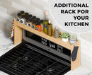 Edgecrest Bamboo Over The Stove or Sink Modern Spice Shelf, No Annoying Middle Screw, 31.5” Wide Storage, 11.4” High Countertop Shelf, 6 Side Hooks, Easy to Assemble, Eco-Friendly Durable Material by CozyNest Decor