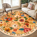 Floral 8ft Area Rug Machine Washable Soft Print Boho Carpet Non Slip Doormat Low Pile Flower Area Rugs for Living Room Bedroom Nursery Kitchen Dining Room Indoor-Yellow/Orange by TinyTreasures Baby Boutique