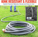 YAMATIC Heavy Duty Garden Hose 5/8 in x 100 ft with Swivel Handle, Super Flexible Water Hose, All-weather, Lightweight, Burst 600 PSI, Grey by GreenHaven Gardens