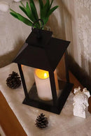 YAKii Hanging Glass Panes Lantern Portable Led Lantern Decorative Operated by 3AAA Battery Use for Garden Yard, Indoor Decoration Candle (Black) by CozyNest Decor