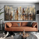 Mofutinpo Large Black Framed Cityscape New York abstract wall art Brown City Theme Paintings Modern Canvas office wall decor living room modern artwork Size 30x60 by CozyNest Decor
