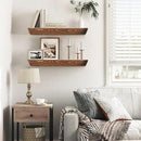 16"x6.8"x1.6" Slanted Floating Wall Shelves 2-Pack - Rustic Brown Finish, Heavy-Duty Solid Wood Design with Hidden Brackets - Perfect for Living Room, Kitchen, Bathroom, or Office by CozyNest Decor