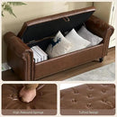 Furniliving 55” End of Bed Bench, Bedroom Bench with Button-Tufted, Large Upholstered Storage Ottoman Entryway Bench with Storage Shoe Cabinet Bench, for Bedroom, PU, Brown by CozyNest Decor