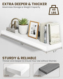 Marsmiles 39" Floating Shelves for Wall, Wooden Shelves with Invisible Brackets Set of 2, Rustic Farmhouse Wall Mounted Shelf for Kitchen Bathroom Living Room Study, White by CozyNest Decor
