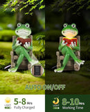 iStatue Miniature Solar Frog Reading Book Figurine Light - 5.5'' Resin Chair Statue Outdoor Table Decor for Lawn Ornaments, Patio, Yard & Garden and Home by GreenHaven Gardens