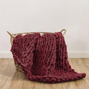 WESHIONGOO Chunky Knit Blanket Throw 40"×40" Knitted Throw Blankets for Couch Bed Fluffy Soft Blanket with Jumbo Chenille Yarn Thick 100% Handmade (Burgundy Red) by CozyNest Decor