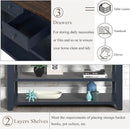 Farmhouse Wood Entry Console Table 48-Inch Modern Sofa Entryway Table with Drawers and Storage Shelves for Entrance Living Room (Blue) by CozyNest Decor