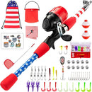 Kids Fishing Pole, Portable Telescopic Kids Fishing Poles for Boys and Girls, Fishing Rod and Reel Combo Kit with Tackle Box, and Fishing Net, Best Fishing Pole for Toddler Youth by TinyTreasures Baby Boutique
