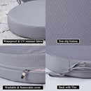 15 x 15 Inch Round Cushions for Outdoor Furniture Non-Slip Waterproof Patio Bistro Chair Cushion with Ties Bar Stool Seat Cushion for Kitchen Chairs Set of 2, Light Gray by GreenHaven Gardens