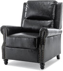 UIXE Pushback Recliner Chairs Set of 2, PU Leather Armchair Push Back Accent Chair, Rivet Trim Club Chair Home Theater Overstuffed Single Sofa Reading Seat for Living Room, Black by CozyNest Decor