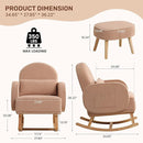 Rocking Chair Nursery with Ottoman, Upholstered Glider Rocker with High Backrest and Side Pocket, Rocking Accent Armchair with Solid Wood Legs for Nursery, Living Room, Bedroom Coffee by TinyTreasures Baby Boutique