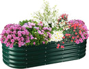 17" Tall Elevated Oval Metal Raised Garden Bed - 5ft x 2ft in Size and 0.8MM Thick Durable Planter Bed/Box for Vegetables Flowers Succulent at Patio/Garden Outdoor (Dark Green, 5X2X1.4 FT) by GreenHaven Gardens