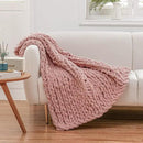 WESHIONGOO Chunky Knit Blanket Throw 40"×40" Knitted Throw Blankets for Couch Bed Fluffy Soft Blanket with Jumbo Chenille Yarn Thick 100% Handmade(Pink) by CozyNest Decor