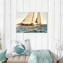 ARTISTIC PATH Nautical Sailboat Canvas Wall Art - Coastal Ocean Artwork Seascape Sailing Prints Wave Boat Picture Sunset Marine Ship Painting for Bedroom by CozyNest Decor