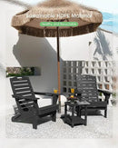 Folding Adirondack Chair HDPE All-Weather Adirondack Chairs with Cup Holder, Outdoor Fire Pit Chairs Lawn Chair for Deck Patio Garden (Black) by GreenHaven Gardens