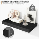 Fun Memories 16 Inch Floating Shelves - Deep Rustic Black Wooden Wall Shelves - Extra Deeper & Thicker Wall Mounted Storage Shelf for Bedroom, Kitchen, Farmhouse - 2 Pack, Rustic Black by CozyNest Decor