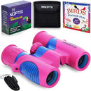 Binoculars for Kids, Girls or Boys Real Kids Binoculars in Vibrant Pink Blue - includes Sticker Book with 40 Bird Species - Kids Toys Small Binoculars, Toddler Binoculars by TinyTreasures Baby Boutique