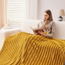NEWCOSPLAY Super Soft Throw Blanket Mustard Yellow Premium Silky Flannel Fleece 3D Ribbed Jacquard Lightweight Bed Blanket All Season Use (Mustard Yellow Ribbed, Throw(50"x60")) by CozyNest Decor