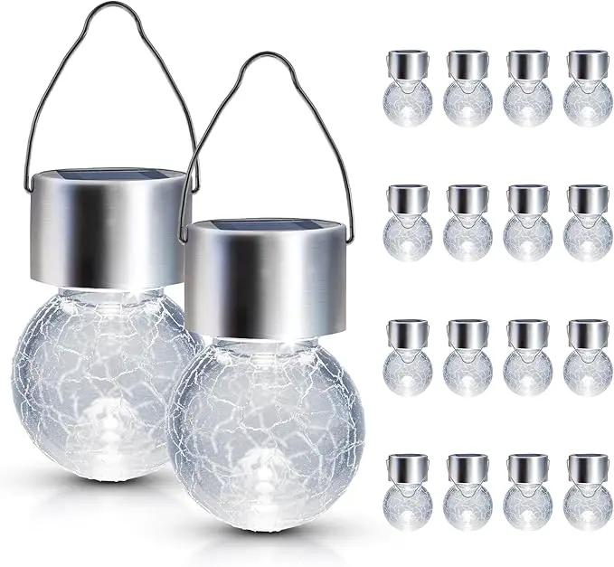 GIGALUMI 16 Pack Solar Outdoor Lights, Solar Hanging Lights for Christmas Decoration-Cracked Glass Solar Lights Outdoor Waterproof for Garden, Yard, Fence, Tree(Cold White), photo 7 of 7
