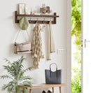 AMBIRD 28.9 Inch Length Shelf with Hooks Entryway Coat Rack Wall Mount Wood Coat Hooks with Shelf Wall-Mounted Coat Hook Rack with 5 Dual Hooks for Bathroom, Living Room, Bedroom (Brown) by CozyNest Decor