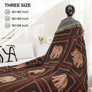Boho Throw Blanket for Bed with Tassels,100% Cotton Ultra Soft and Cozy Large Blanket Elephant Printed Farmhouse Decor Bed Blankets,80"×90" All Season Rustic Throw for Sofa Couch Chair-Brown by CozyNest Decor