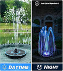 Solar Fountain Glass Panel with 2200 mah Battery, 3.5W Floating Solar Water Fountain with 4 Fixed Rods, Solar Fountain Pump for Bird Bath, Garden, Pond, Pool, Outdoor-Colorful Lights by GreenHaven Gardens