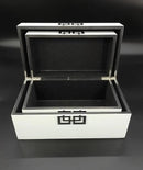Galt International Storage Box Set Decorative Storage Box w/Hinged Lid Classic Design Wood Decor Boxes with Geometric Clasp Storage for Bedroom & Home - Set of 2 (White & Silver) by CozyNest Decor