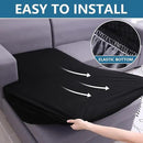 hyha Waterproof Sectional Couch Covers, Non Slip Sofa Couch Cushion Covers L Shape, Thick Stretch Jacquard Fabric, Washable Sofa Slipcovers with Elastic Bottom (1 Piece for Chaise, Black) by CozyNest Decor