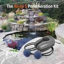 Pond Air Pump Pond Aerators for Outdoor Ponds up to 2000 Gallons, Flow Adjustable Pond Aerator Pump All-in-One Pond Aeration Kit with Airline Tubing Air Stones Check Valves by GreenHaven Gardens