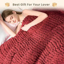 L'AGRATY Chunky Knit Blanket Throw: 50''x60'' Chenille Chunky Knitted Throw Blankets for Bed Couch - Handmade Thick Cable Knit Blanket - Large Crochet Rope Blankets for Home Decor(Maroon Red) by CozyNest Decor
