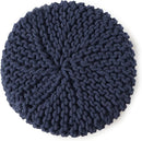 REDEARTH Cylindrical Pouf Ottoman -Hand Knitted Poof Pouffe Accent Chair Seat Footrest for Living Room, Bedroom, Nursery, kidsroom, Patio, Gym; 100% Cotton (16x16x16; Navy Blue) by CozyNest Decor