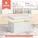 Large 17''x12'' Quart Collapsible Stackable Storage Bins with Lids, 6 Packs Off White Fabric Closet Boxes with Lids, Storage Cube Baskets Container Organizers for Bedroom Office(17''x12.2x''8'') by TinyTreasures Baby Boutique