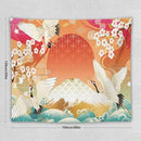 HZOHNAGO Japanese Tapestry Cherry Blossom Crane Sea Wave Fuji Mountain Red Sun Pattern Printed Wall Tapestry Painting Wall Hanging for Bedroom Living Room Dorm 60" W x 50" H by CozyNest Decor