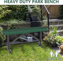 48" L Outdoor Steel Flat Bench, Heavy Duty Metal Park Bench for Outside, Expanded Metal, Commercial Benches Mesh Bench for Shopping Mall, Store, Lawn, Park, Patio, Deck, Garden (Green, 4FT) by GreenHaven Gardens