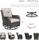 Wicker Outdoor Furniture Patio Furniture Set - 6 Piece Patio Conversation Set with Swivel Rocker Chairs, Rattan Sofa, Ottomans and Coffee Table, Beige Cushion by GreenHaven Gardens