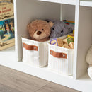 OrganiHaus Narrow Storage Bins 15x06in, Small Closet Bins for Shelves, Bathroom Storage Baskets, Narrow Baskets, Fabric Organizer with Handles, Toilet Paper Organizer - 2 Pack, White w/Brown Stripes by TinyTreasures Baby Boutique