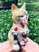 Garden Cat Eating Gnomes Statues Funny Gnome Decor for Outdoor Patio Lawn Yard Decor (cat Eating) by GreenHaven Gardens