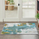 Entryway Rug 2x3 Blue Rug, Washable Abstract Small Rugs Non-Slip Low Pile Throw Rugs for Kitchen Floor, Front Door, Bedroom Bedside by TinyTreasures Baby Boutique
