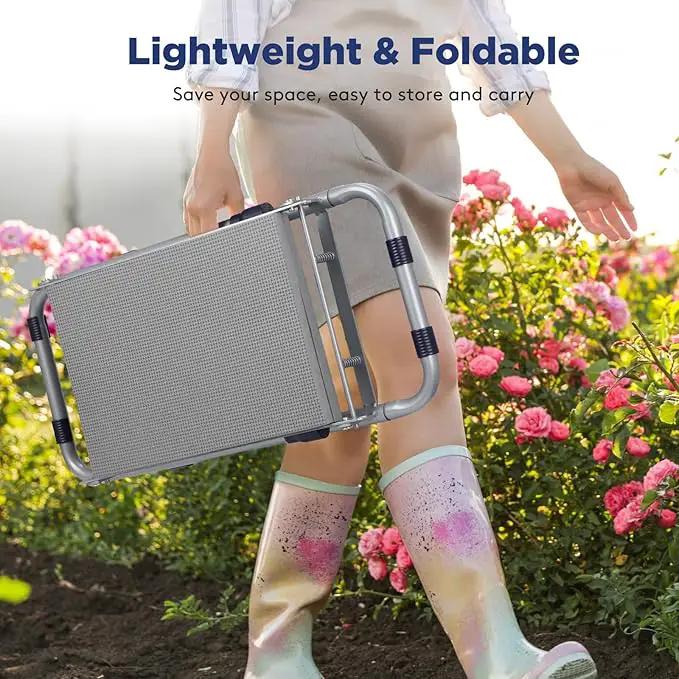 Foldable Garden Kneeler and Seat, Heavy Duty Garden Stool with 10" Wide Detachable Kneeling Pad, Portable Garden Bench Chair with Large Garden Tool Bag, Gardening Gifts for Women, Seniors, Mom, photo 5 of 8