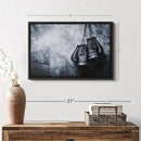 ElephantStock Boxing Gloves Wall Art - Horizontal Framed Canvas - 1-Piece Living Room Wall Decor - Photography Sports Canvas Print - Black and Gray Decor for Wall - 19" X 13" by CozyNest Decor