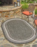 Unique Loom Outdoor Border Collection Area Rug - Soft Border (7' 10" x 10' Oval, Black/ Ivory) by GreenHaven Gardens