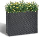 LEWIS&WAYNE Large Rectangular Block Planter Box Handmade Wicker Tall Planters for Outdoor Plants with Removable Liners Modern Planter for Indoor Outdoor Patio Deck - Black, 32''x11''x24'' by GreenHaven Gardens