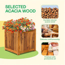 IDZO Acacia Wood Flower Planter Box for Outdoor Plants, 1pc Wooden Raised Garden Bed with Handles, Drainage Holes, Ideal for Garden and Home Décor, Light Cherry by GreenHaven Gardens