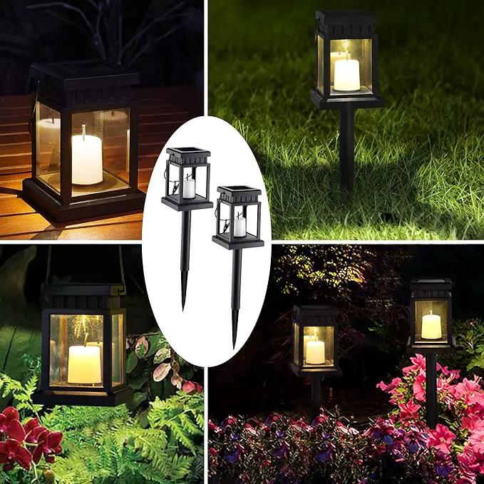 GIGALUMI 8 Pack Solar Hanging Lantern Outdoor, Candle Effect Light with Stakes for Garden, Patio, Lawn, Deck, Umbrella, Tent, Tree, Yard, Driveway-Warm White, photo 3 of 9