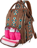 Wrangler Aztec Backpack Organized Daypack Travel Baby Bag with Stroller Strap and Side Bottle Pockets by TinyTreasures Baby Boutique