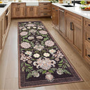 GarveeHome Plum Pink Floral Botanical 2x6 Washable Kitchen Runner Rugs Non Slip Black Purple Vintage Boho Cottage Long Rug for Hallways Bedroom Entryway Bathroom Mat with Rubber Back by TinyTreasures Baby Boutique